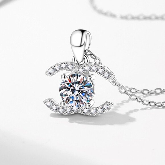 💎NEW Certified 1ct. t.w. Moissanite CC-Style Necklace - Picture 1 of 3